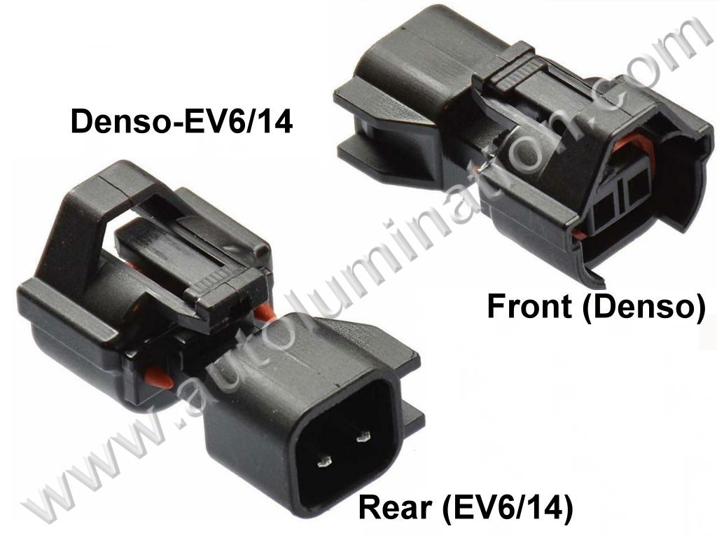 Pigtail Connector 2 Pin,,,,Delphi, Sumitomo,,,,,USCAR EV6 EV14 to Denso Fuel Injector Adapter,,,,USCAR EV6 EV14 to Denso Fuel Injector Adapter,Dodge, GM, Ford