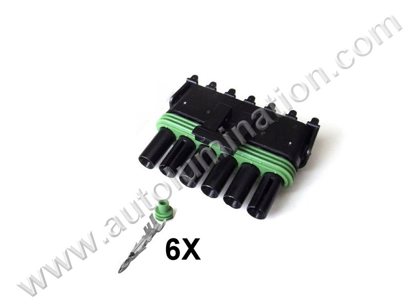 Connector Kit,Weatherpack Male 6 Pin,PT725,,Aptiv, Delphi,Weatherpack,,,M6-018,6 Pin Connector,,,,,GM, GMC,,,,,,GM, GMC