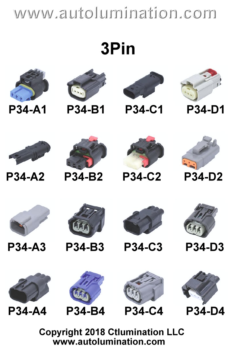 Connector Kit Automotive 3 Pin Position Cavity