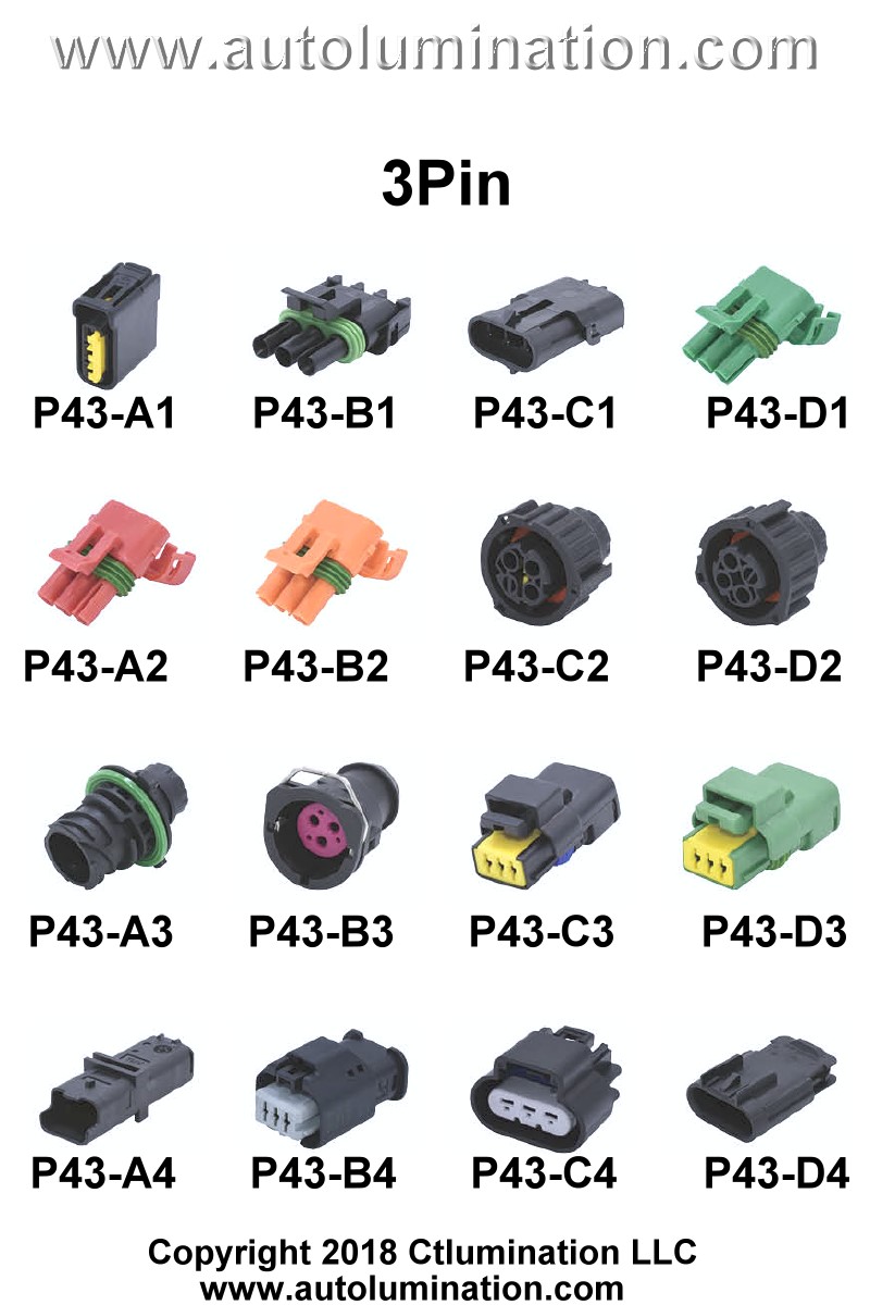 Connector Kit Automotive 3 Pin Position Cavity