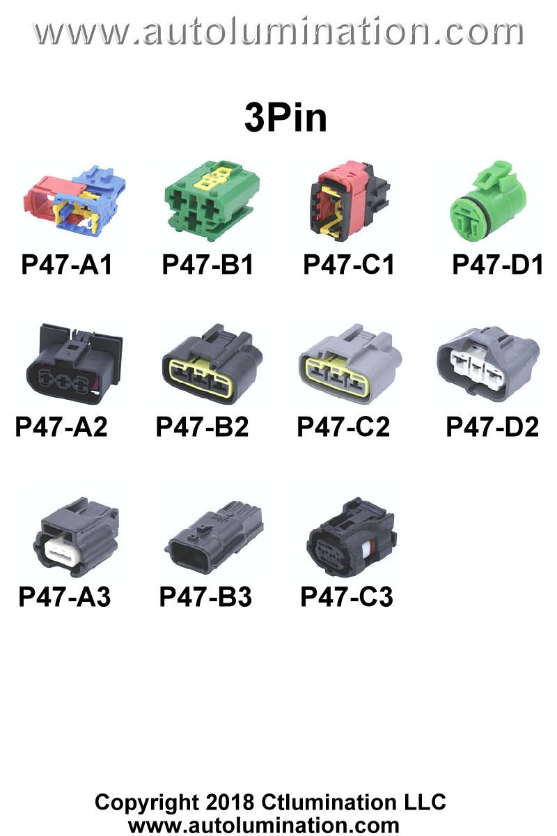 Connector Kit Automotive 3 Pin Position Cavity